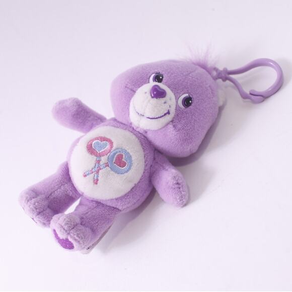 Care Bears, Share Bear, Vintage, Keychain, Clip, Plush, Soft Toy ~ 250625-WH 363 - Picture 1 of 3